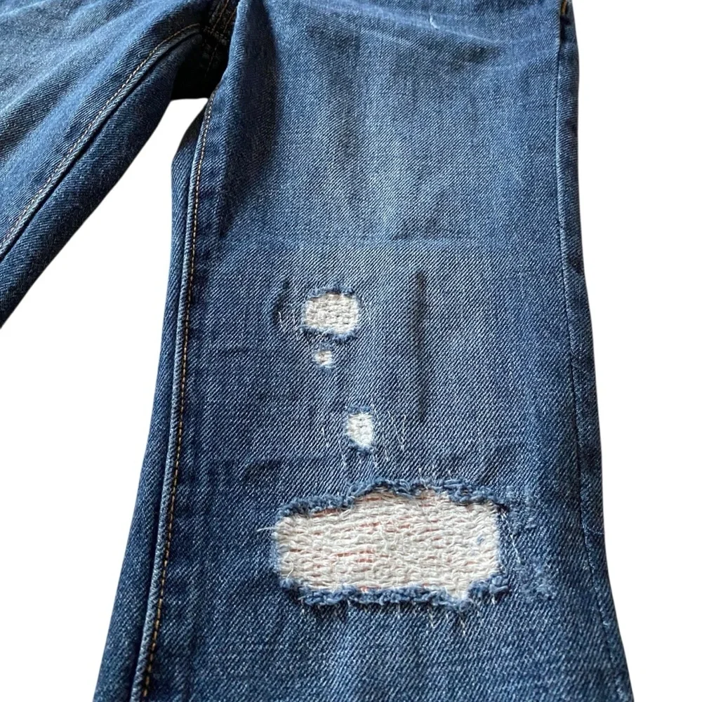 Old Navy Denim Bib Overalls 100% Cotton Distressed Kids M (8)